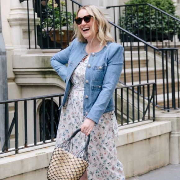 Veronica Beard Ferazia Denim Jacket Light Indigo Blue Size 10 - Picture 5 of 12